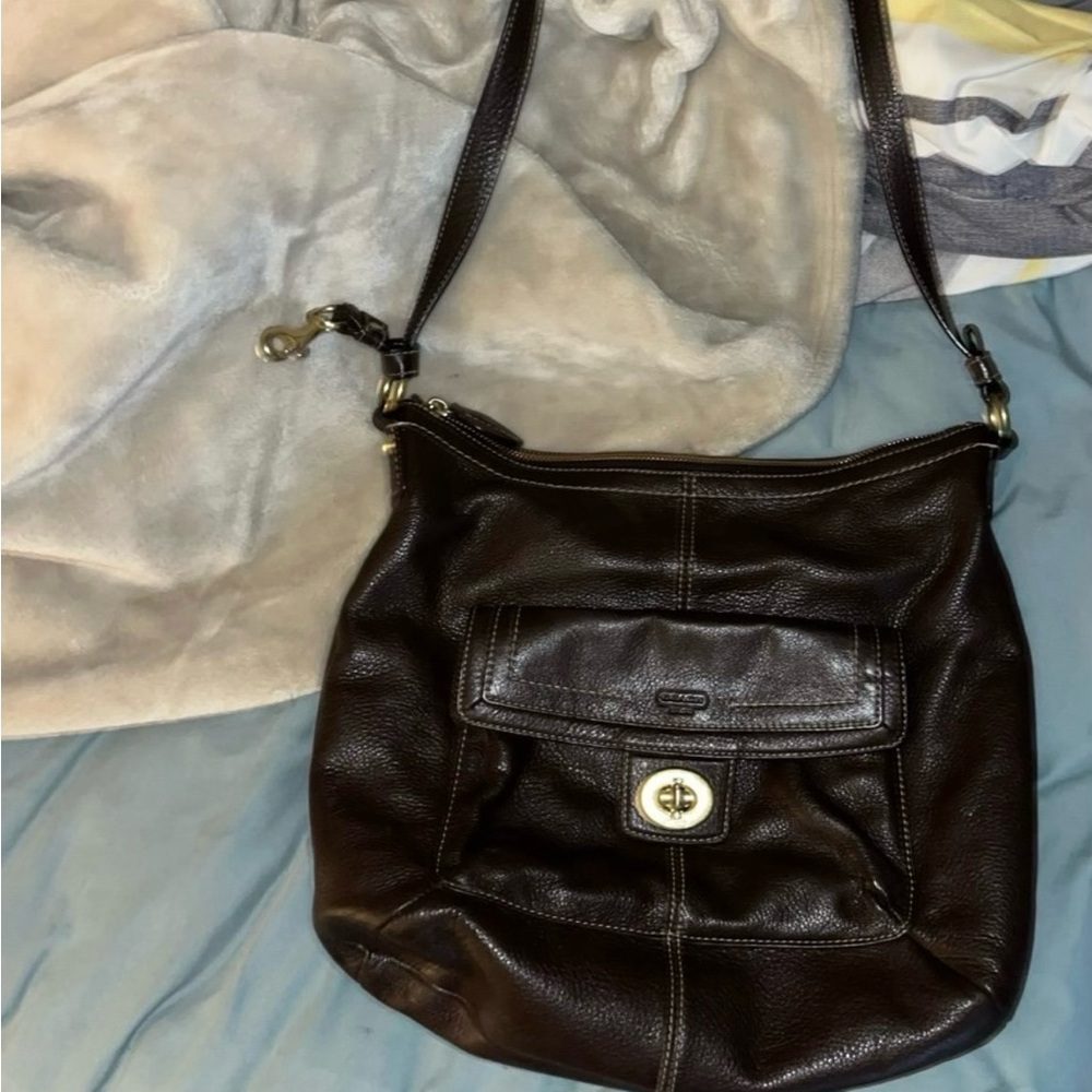 coach brown leather crossbody/shoulder bag